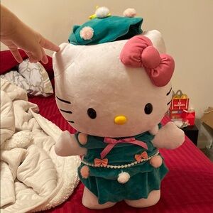 Hello Kitty Plush with Pink Bow and Green Outfit